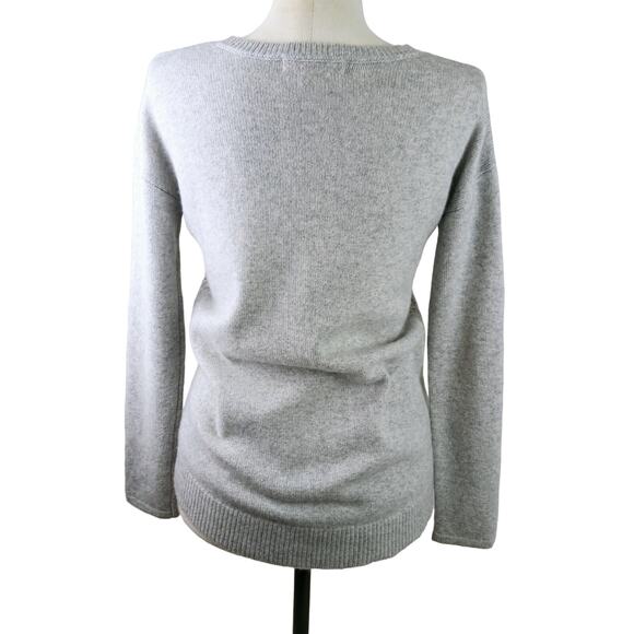 Wythe NY Women's SZ S 100% Cashmere Grey Round Perforated Weave High-Low Sweater - Picture 6 of 7